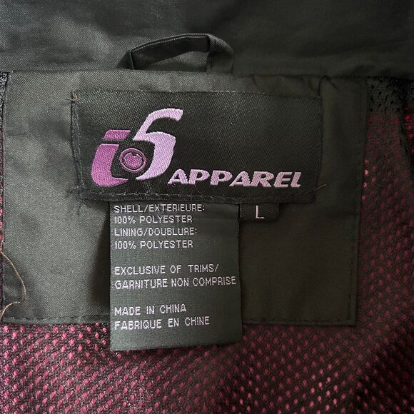 i5 Apparel Black Pink Windbreaker Jacket Size L Mesh Lined Zip Up - Picture 5 of 11